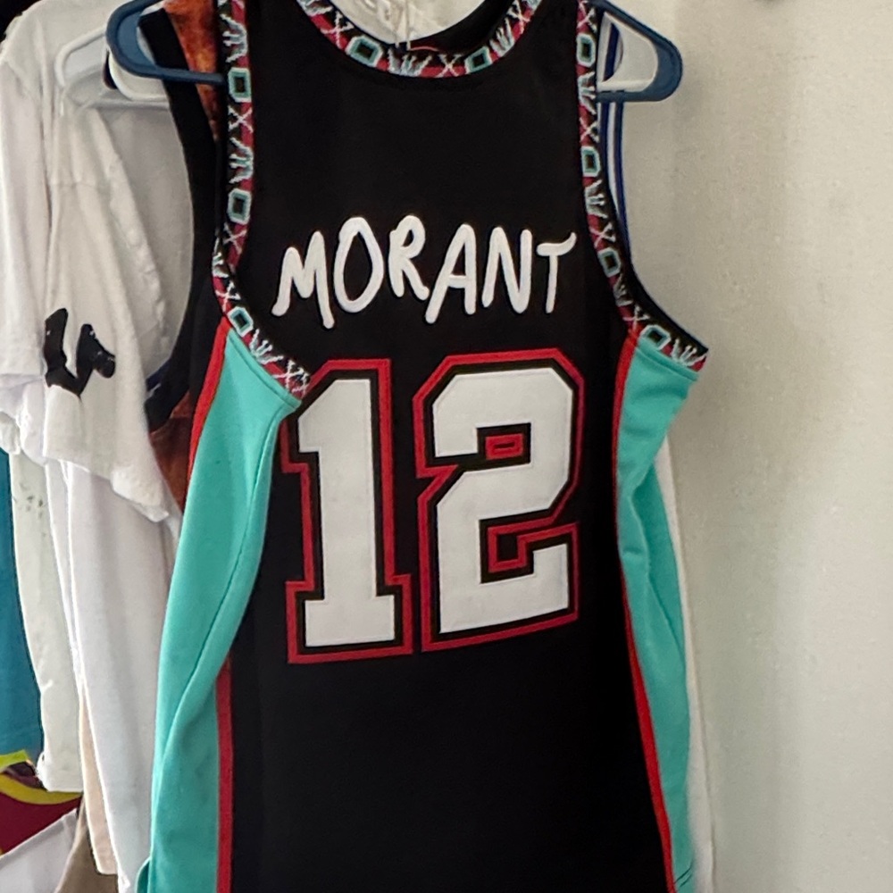 Morant Black and Teal Basketball Jersey